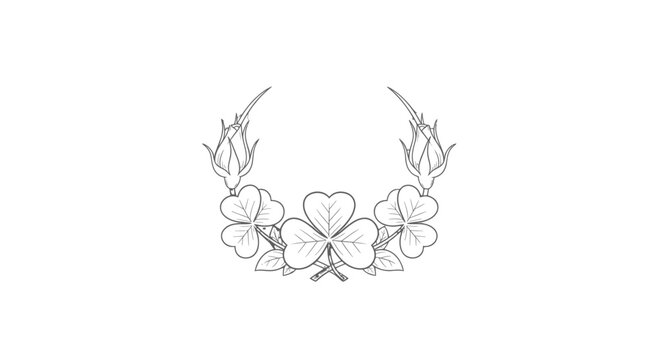 Hand drawn illustration of four leaf clover.