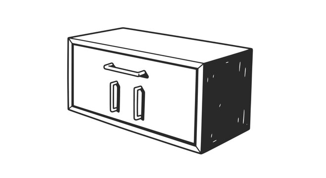Simple Line Drawing of Safe Deposit Box.