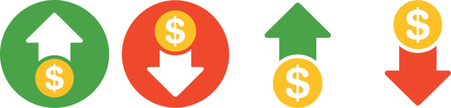 Up and Down Dollar Arrow Vector Icon Financial Increase Decrease Symbol vector design