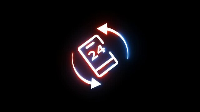 Neon phone call rotate icon animation.