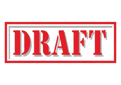 Red draft stamp with bold white text