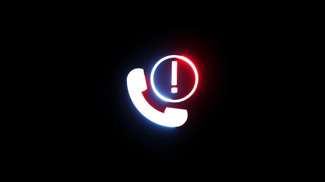 Neon call icon animation. Call icon 24 hours support icon.