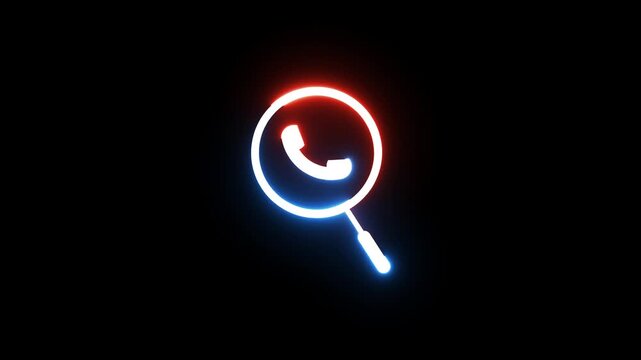 Neon call icon animation. Call icon 24 hours support icon.