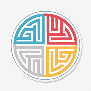 Circular Geometric Pattern with Four Colors