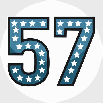 Number 57 with American Flag Stars Pattern
