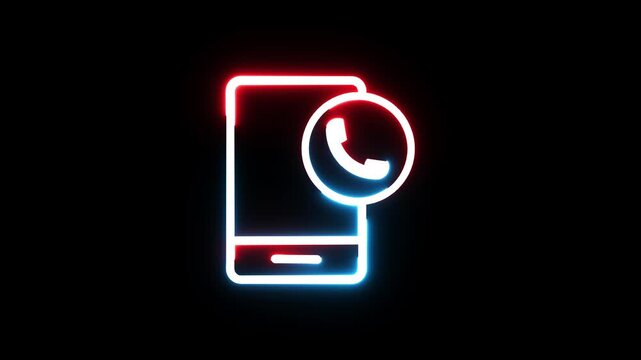 Neon phone call rotate icon animation.