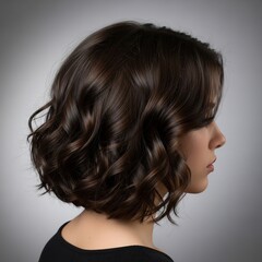Naklejka premium Sculpted Waves: A Study in Dark, Lustrous Hair