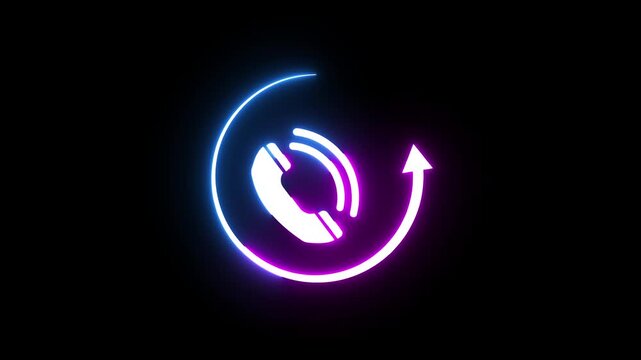 Neon phone call rotate icon animation.