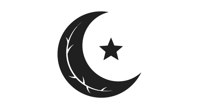 Crescent Moon with Star Illustration Design.