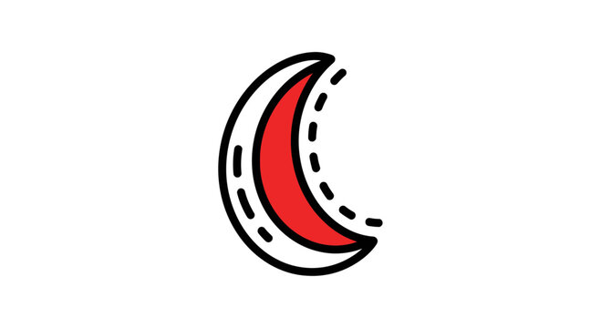 Crescent Moon Icon with Red Fill.