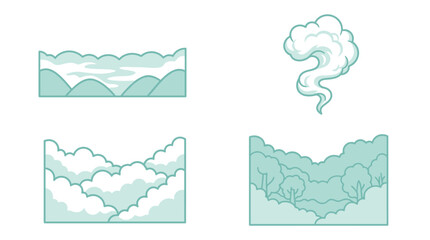 Fototapeta premium A collection of simple vector illustrations of nature scenes