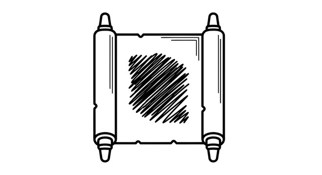 Torah Scroll Illustration Simple Line Drawing.