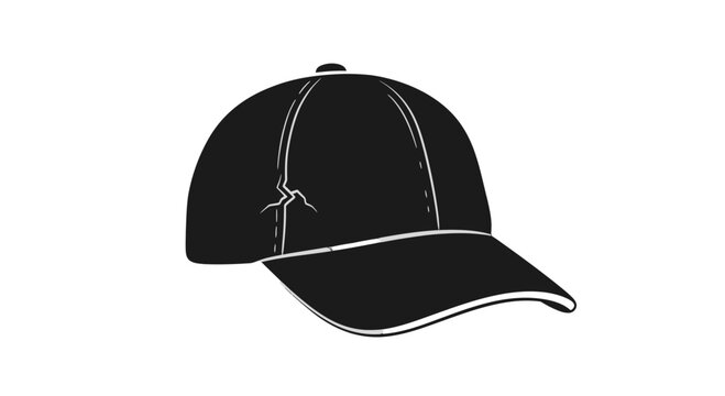 Black Baseball Cap with White Stitching.
