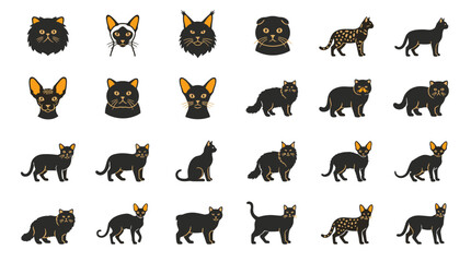 Obraz premium Collection of Charming Black Cat Motifs: Fun Feline Iconography in Various Poses