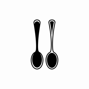 A simple black and white illustration of two spoons