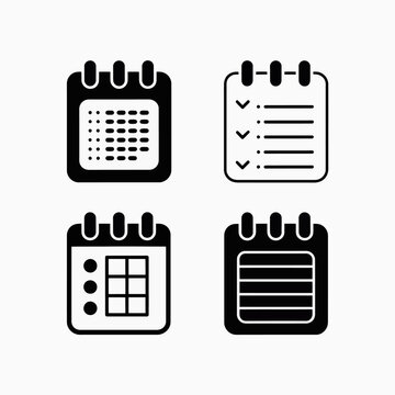 A set of four simple black and white calendar icons