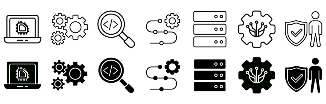 Programming icon set. technology and security vector illustration concept