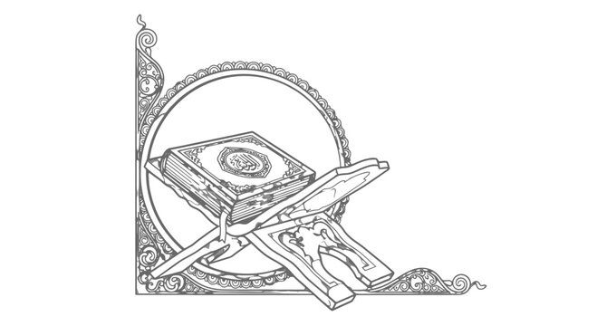 Illustration of Quran on Stand.