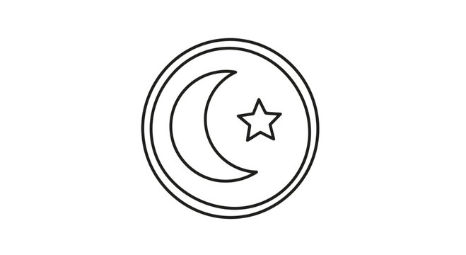 Crescent Moon and Star Icon.