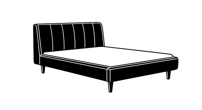 Black Modern Bed Frame with Headboard.