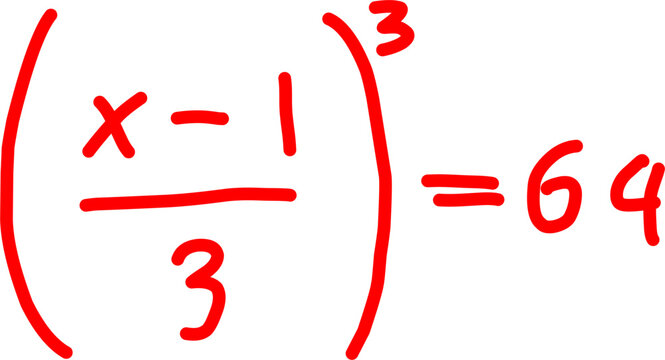 Handwritten mathematical equation showing a cubic expression with fraction and exponent. Educational algebra concept for math learning resources.