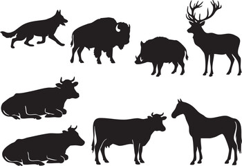 Fototapeta premium farm animals silhouettes