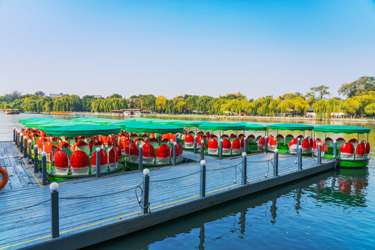 The lakes, islands, and tourist attractions of Beihai Park in Beijing, China was taken on October 22, 2024