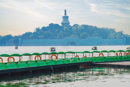 The lakes, islands, and tourist attractions of Beihai Park in Beijing, China was taken on October 22, 2024