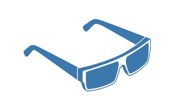 Blue 3D Glasses Isolated on White.