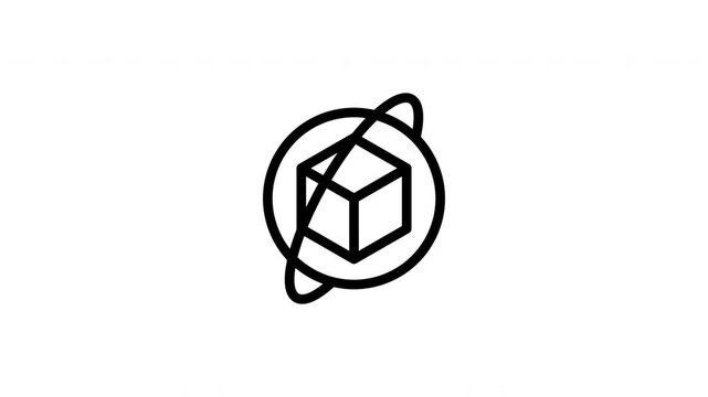 3d cube minimalist stroke animation