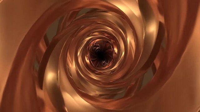 A swirling tunnel of metallic copper liquid creates a deep vortex effect