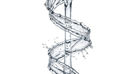 Obraz premium Clear water splashing in a twisted spiral shape against a white background.
