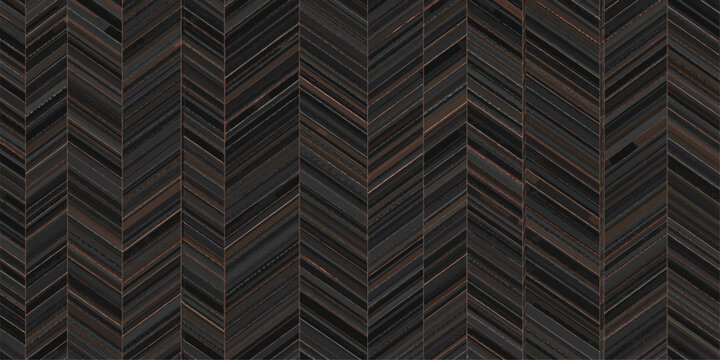 Dark charcoal and bronze herringbone pattern background, luxury modern texture for interior wall or floor design