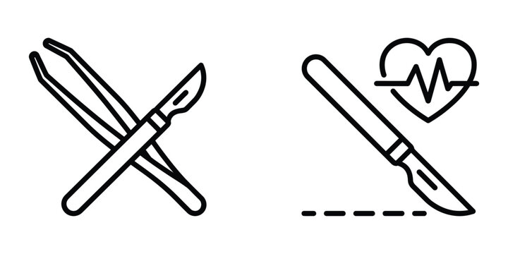 Medical surgical instruments icons set with tweezers surgical instrument hospital healthcare