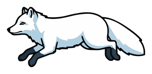 Fototapeta premium Arctic fox jumping side view vector illustration. Generative AI