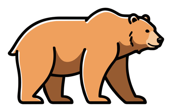 Grizzly bear side view flat vector clipart. Generative AI