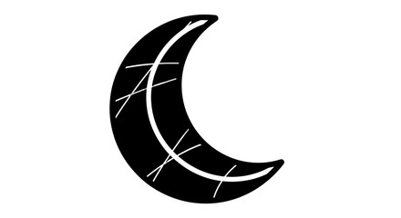 Crescent Moon with Cracked Surface Illustration. © Boki
