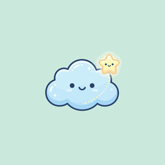 Naklejka premium Cartoon Cloud with Smiling Face.