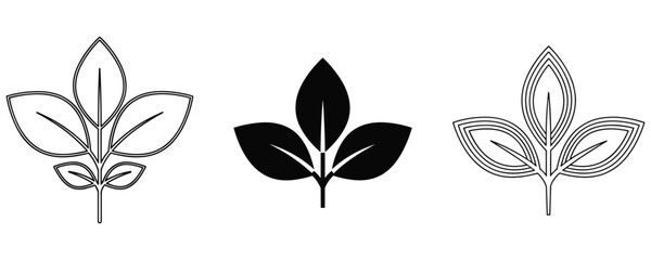 Obraz premium Natural organic plant leaves vector set isolated on white background.