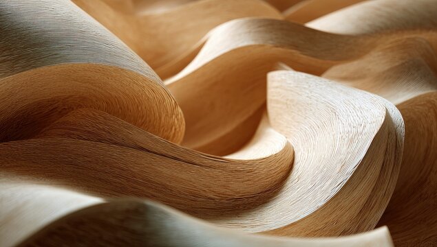Abstract flowing wood grain texture with undulating waves and light