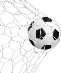 Fototapeta premium Soccer Ball Scoring Goal in Net Isolated on Transparent Background