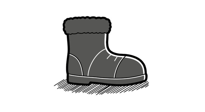 Single gray winter boot with fur cuff.
