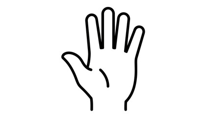 Fototapeta premium A simple, black outline of an open hand with five fingers spread wide