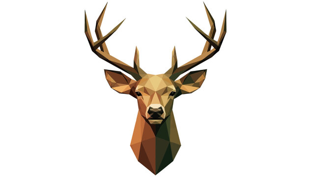 Low-poly geometric deer head, facing forward, with antlers