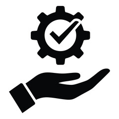 Hand holding gear with checkmark icon for business or technology concept icon © designer_hubs
