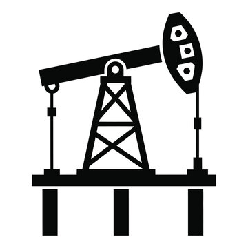 Oil pump jack machine for extracting petroleum on white background icon