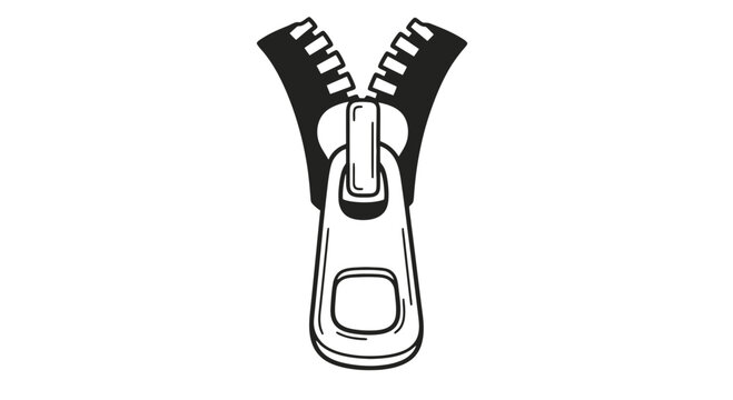 Black and White Zipper Illustration.