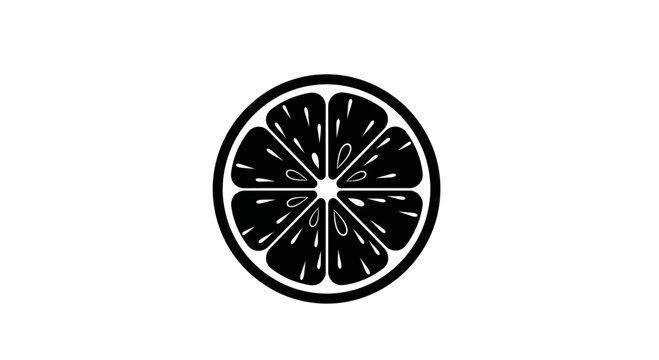 Citrus slice silhouette displays the intricate internal structure of a lemon or lime in a clean and minimalist graphic style.
