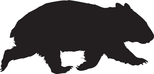 Obraz premium Wombat Silhouette Line Art Bold Outline Australian Marsupial Vector Illustration