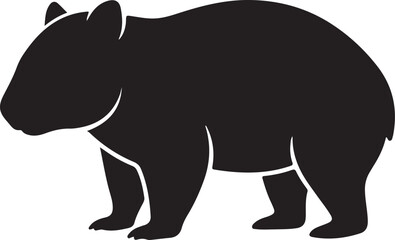 Obraz premium Wombat Silhouette Line Art Bold Outline Australian Marsupial Vector Illustration